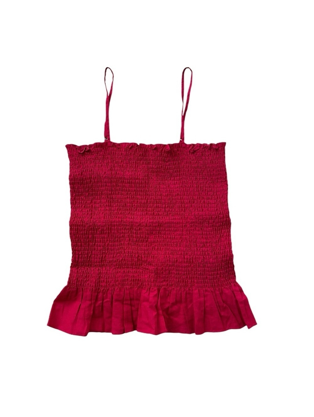 Maeve Anthropologie Pink Smocked Ruffle Cami